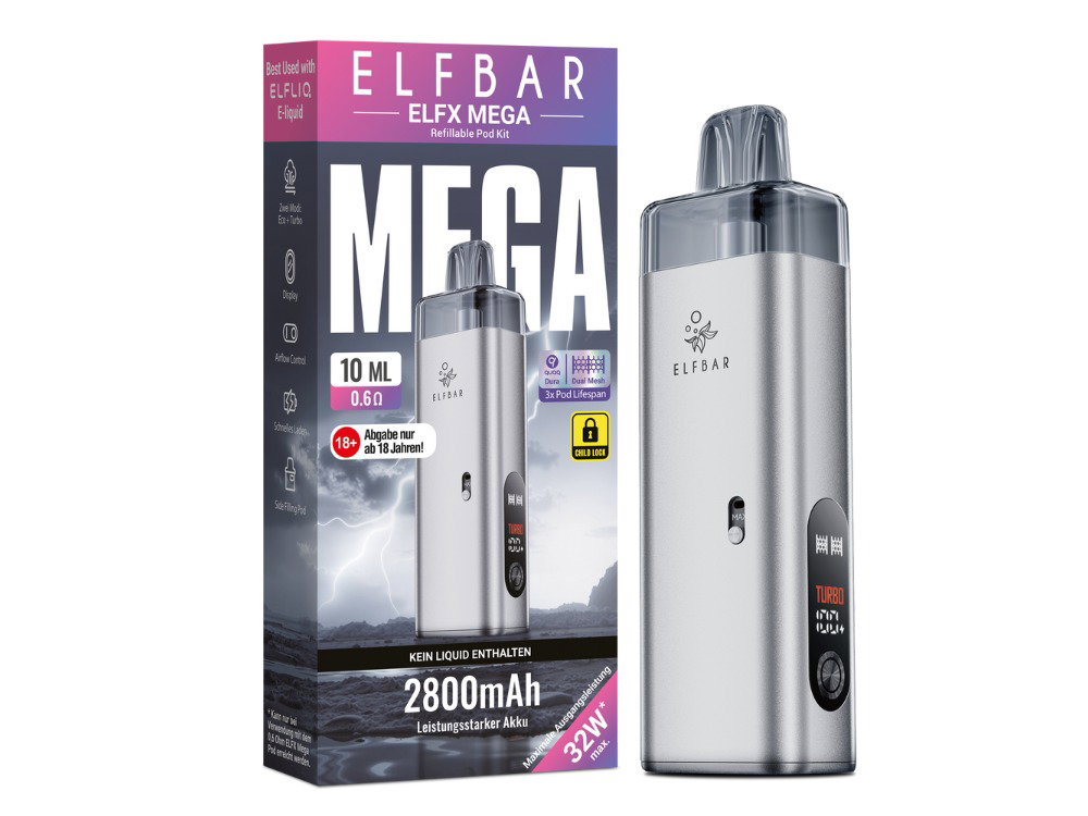 Elfbar Elfx Mega E-Zigaretten-Set Silver