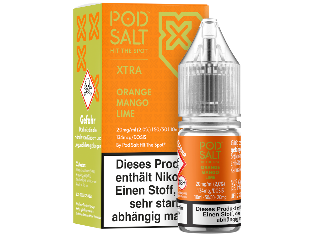 Pod Salt X Nikotinsalz-Liquid Orange Mango Lime 20 mg/ml