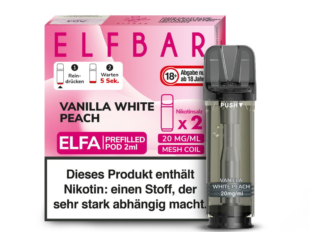 Elfbar Elfa Pod 20 mg/ml Prefilled Vanilla White Peach
