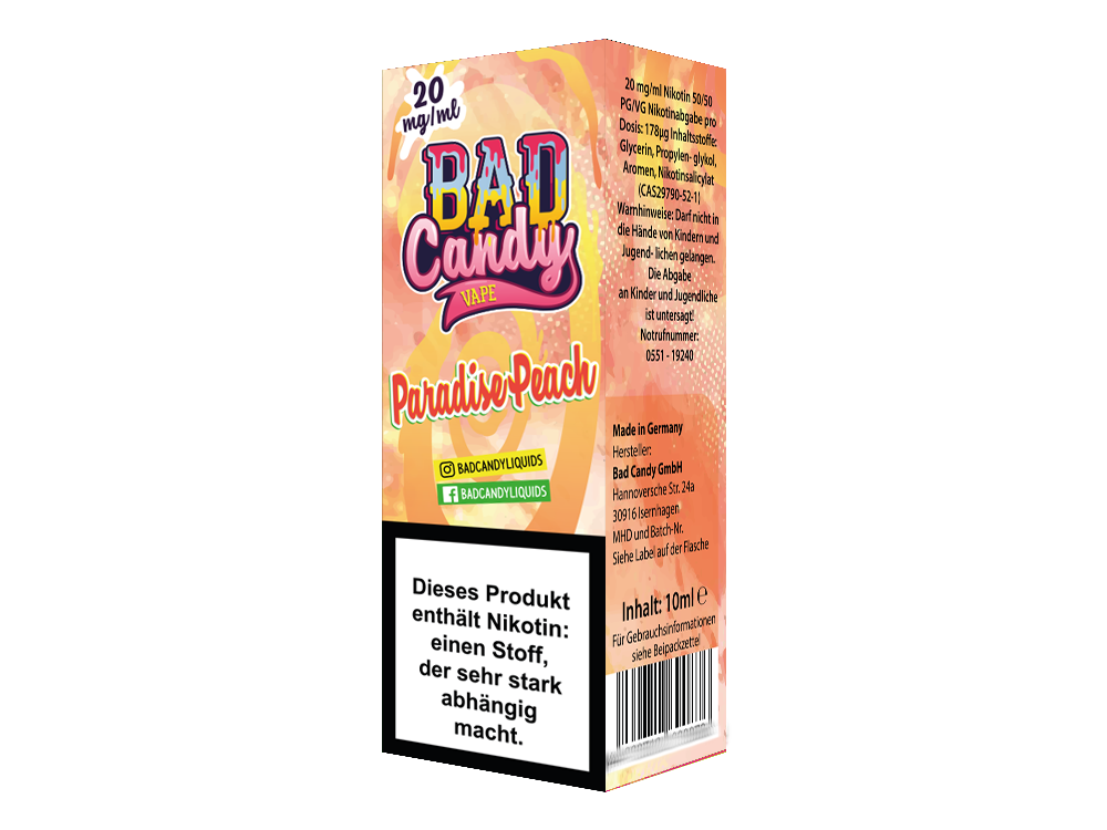 Bad Candy Liquids Paradise Peach Nikotinsalz-Liquid 20 mg/ml