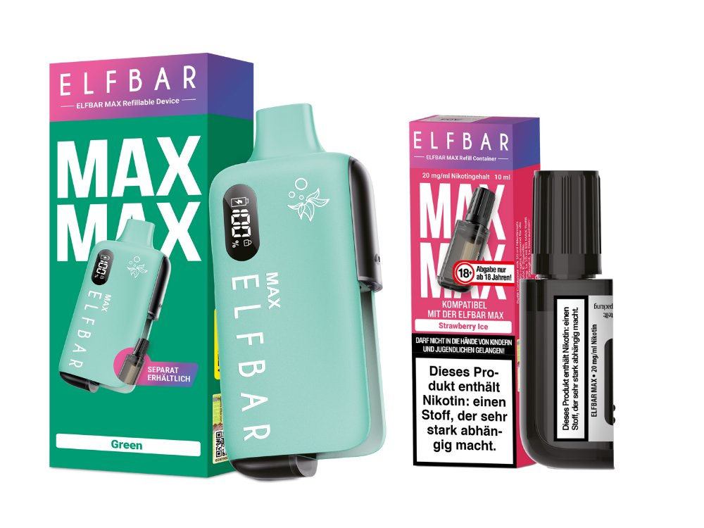 Elfbar Max Set inkl. Liquid Pod Green Strawberry Ice