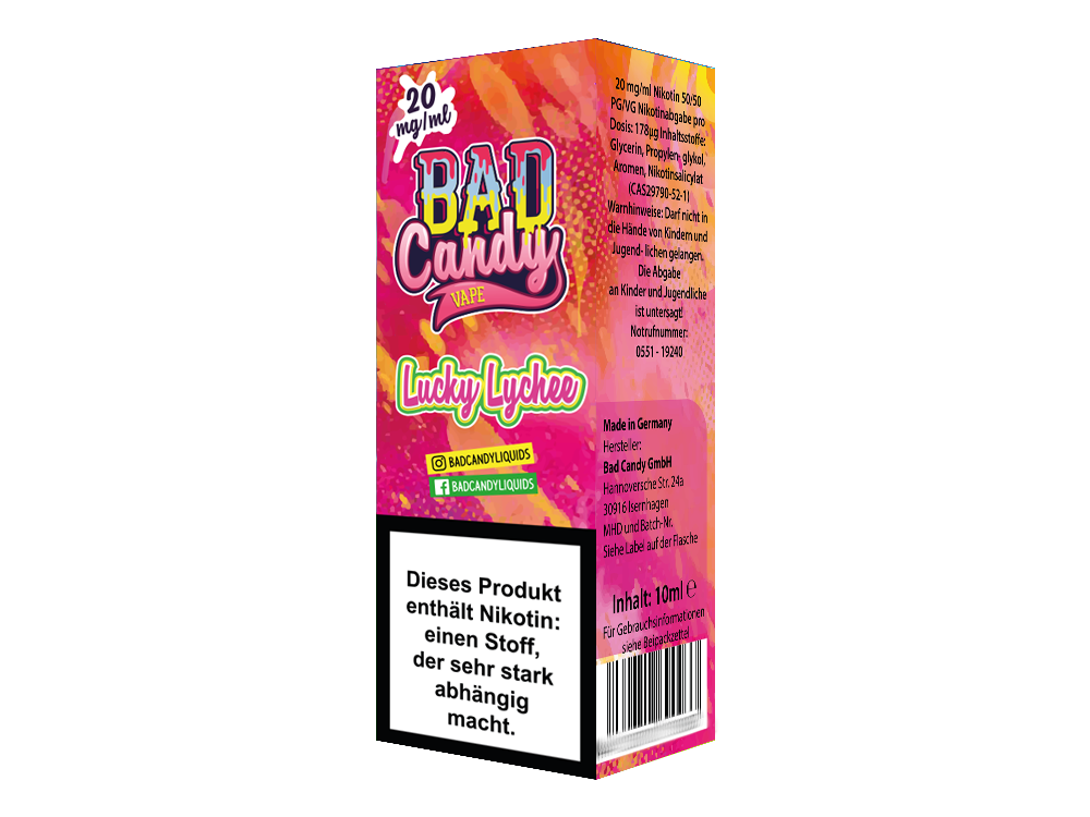 Bad Candy Liquids Lucky Lychee Nikotinsalz-Liquid 20 mg/ml