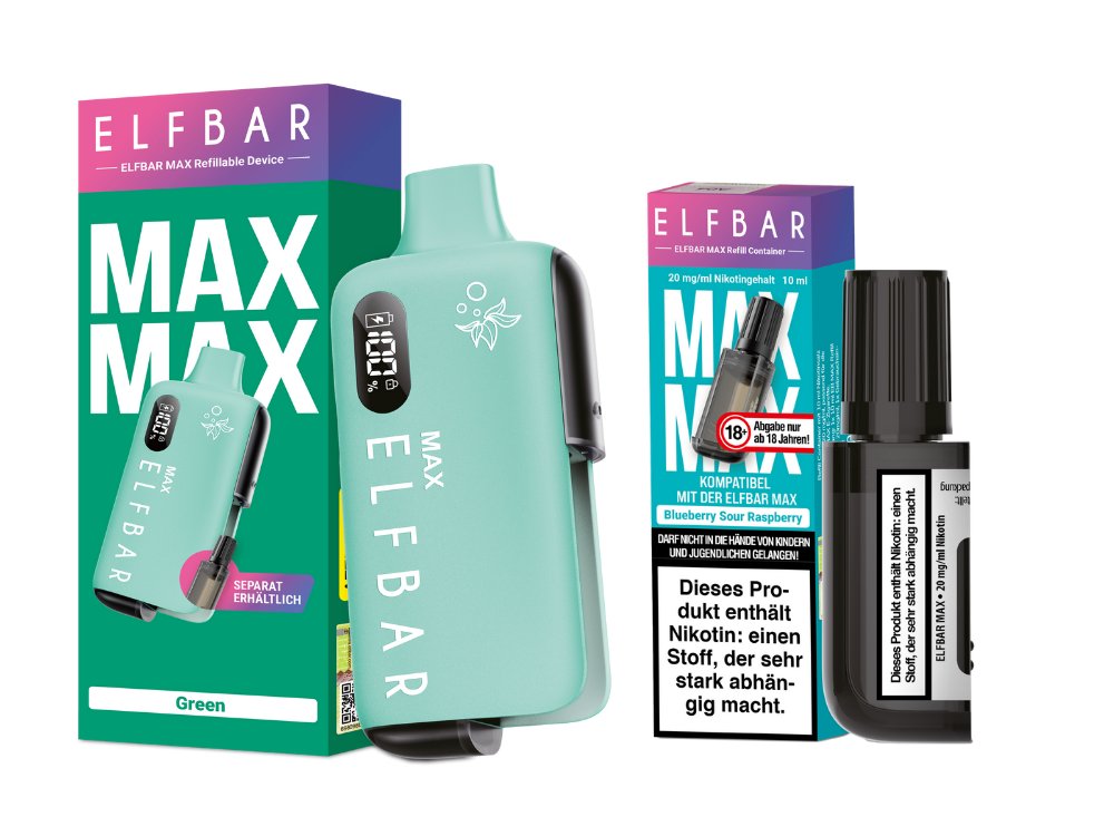 Elfbar Max Set inkl. Liquid Pod Green Blueberry Sour Raspberry