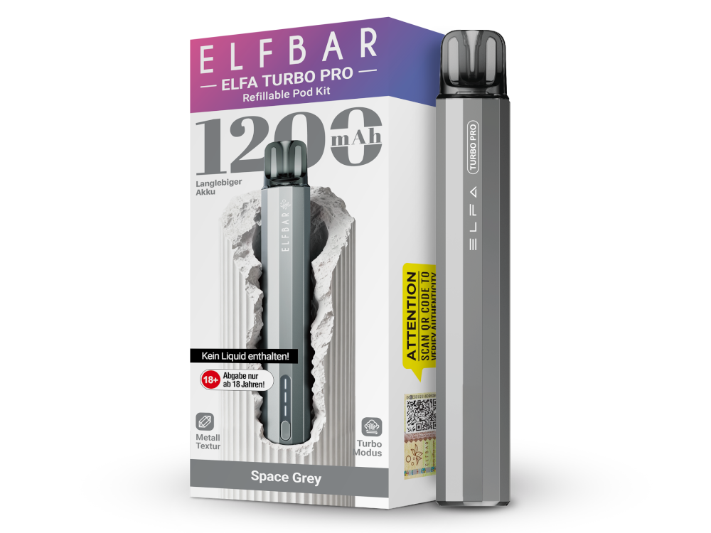 Elfbar Elfa Turbo Pro E-Zigaretten-Set Space Grey