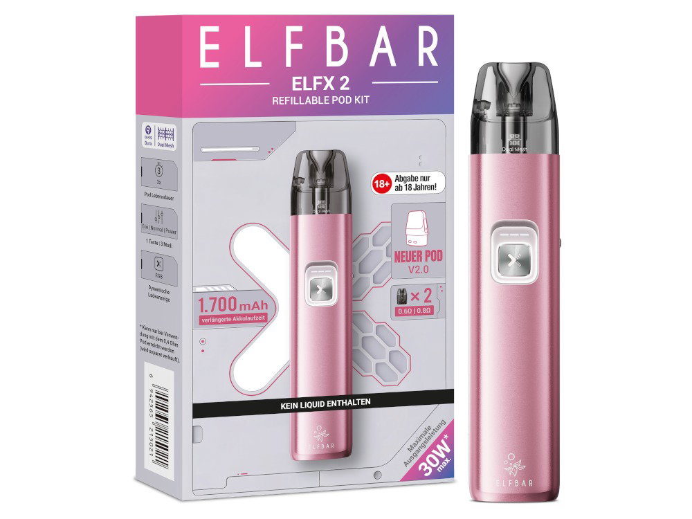 Elfbar Elfx 2 E-Zigaretten-Set Berry Pink