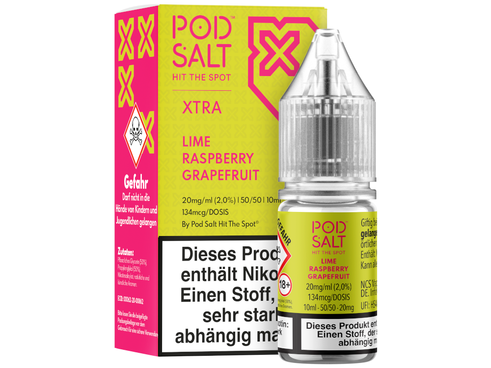 Pod Salt X Nikotinsalz-Liquid Lime Raspberry Grapefruit 20 mg/ml