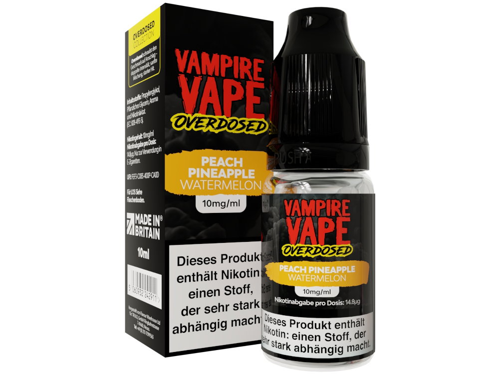 Vampire Vape Overdosed Nikotinsalz-Liquid Peach Pineapple Watermelon
