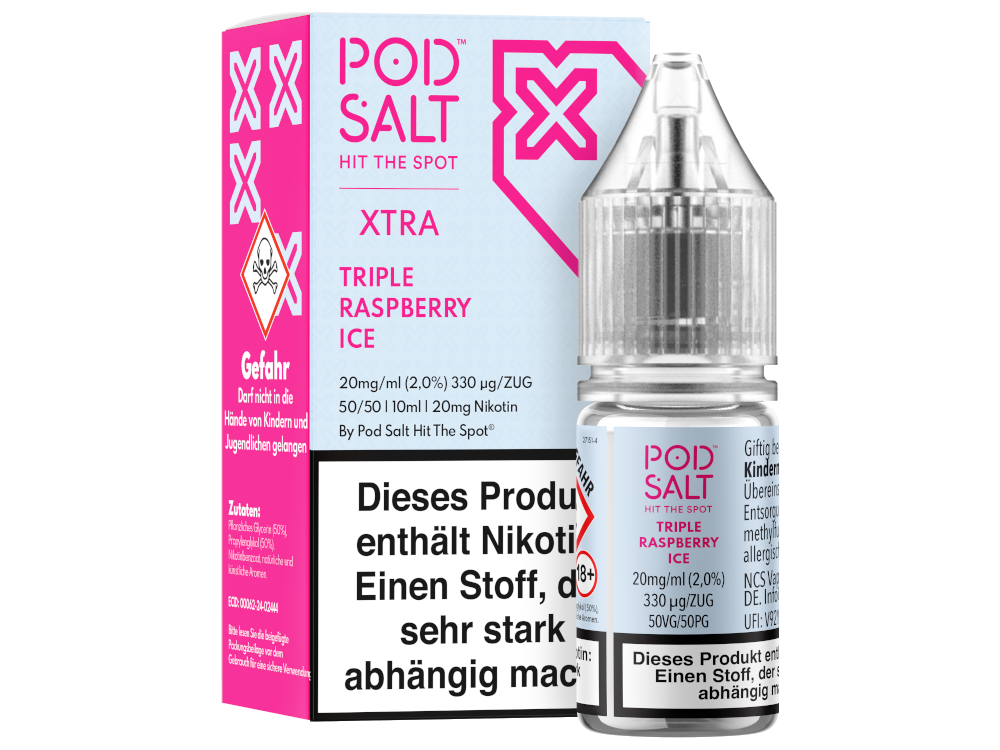Pod Salt X Nikotinsalz-Liquid Triple Raspberry Ice 20 mg/ml