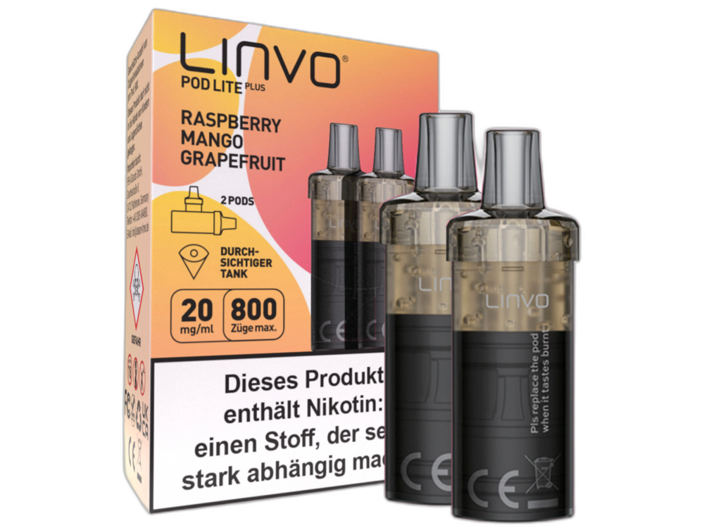 Linvo Pod Lite Plus Cartridge 20 mg/ml Prefilled Raspberry Mango Grapefruit