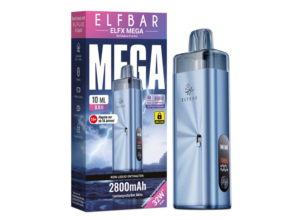 Elfbar Elfx Mega E-Zigaretten-Set cyan