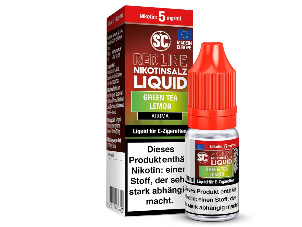 SC Red Line Green Tea Lemon Nikotinsalz-Liquid 5 mg/ml
